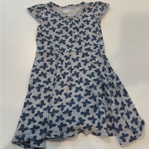 6/$20 Toddler Butterfly Print Dress - Gray and Blue